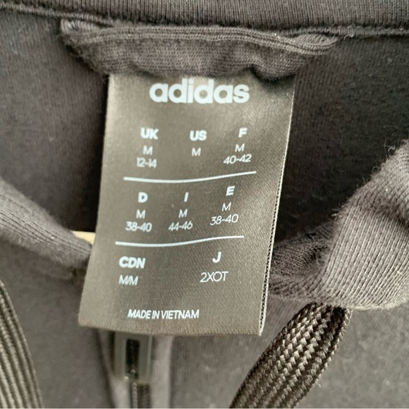 Adidas 3 Stripe Black and White Full Zip Hoodie Sweatshirt Jacket Size Medium - Picture 6 of 6